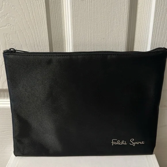Falchi Sport black satin large clutch pouch - Picture 3 of 8